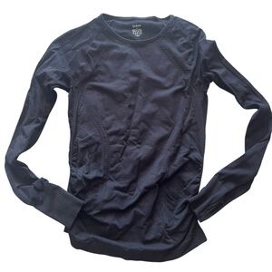 Quince Black Long Sleeve Top, Stretch Top, Size XS, Thumb Holes, Activewear